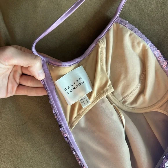 Galvan London Purple Sequin Dress - Picture 5 of 6